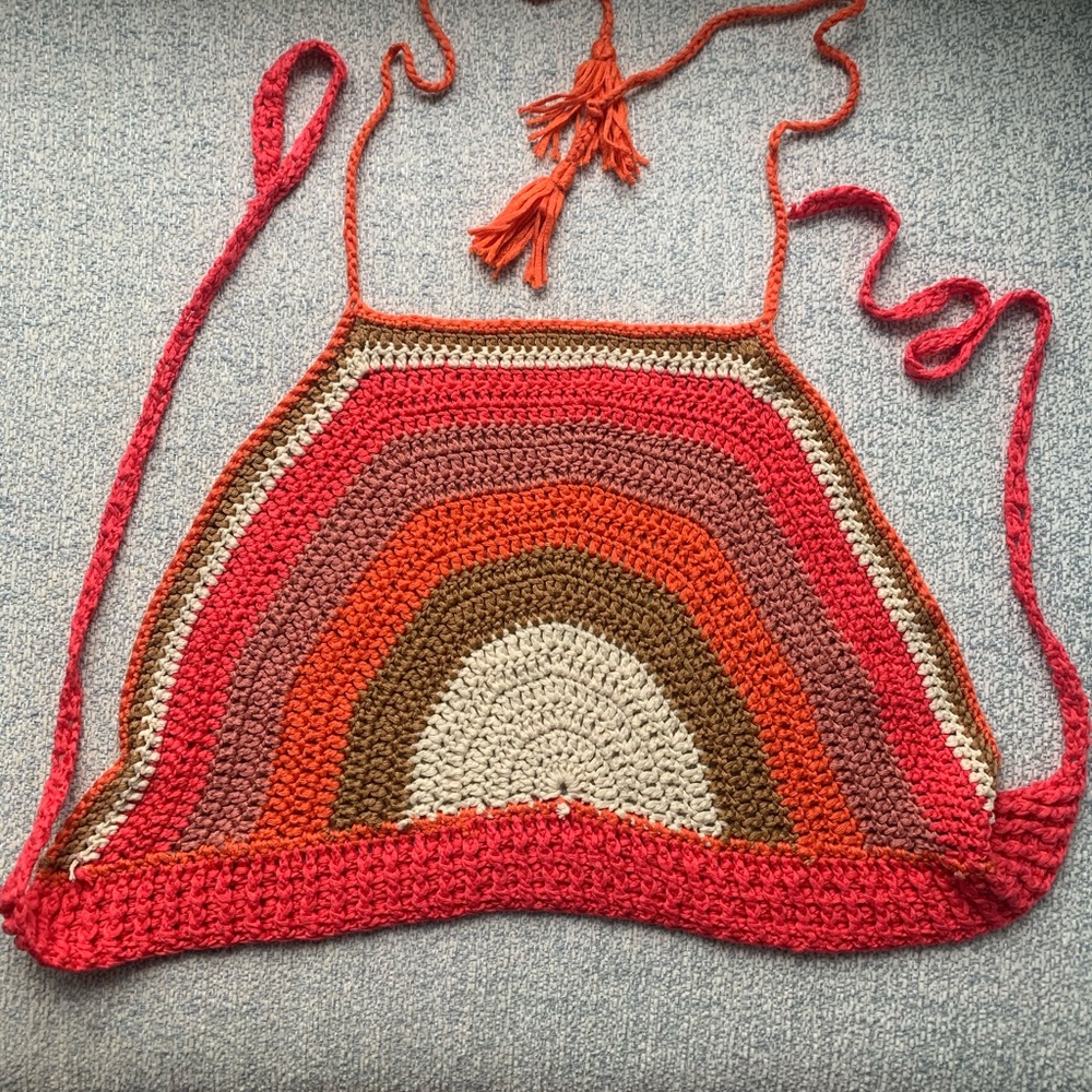 Multi color Knit halter tie top